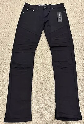 NWT Men's Nathan Denim BDC Black Moto Distressed Stretch Skinny  Jeans ALL SIZE • $16.99