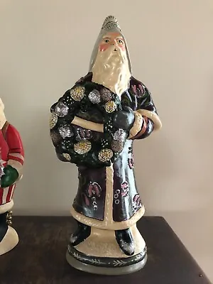 $295 • Buy VAILLANCOURT Father Christmas With Peony Wreath - NEW In Box!