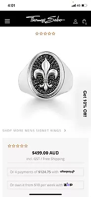 Thomas Sabo “Fleur De Lis” Signet Ring • $150