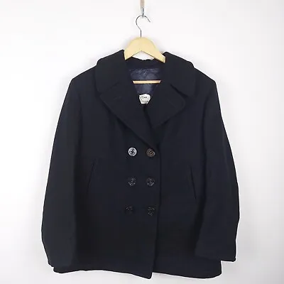 US Navy Peacoat Womens Enlisted Size 14R Black Vintage USA American Jacket • £40