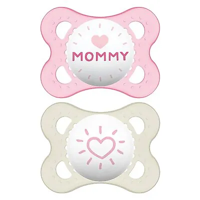 MAM Love & Affection Orthodontic Pacifier 2-Pack Size 0-6 Months Pink Mommy • $7.95