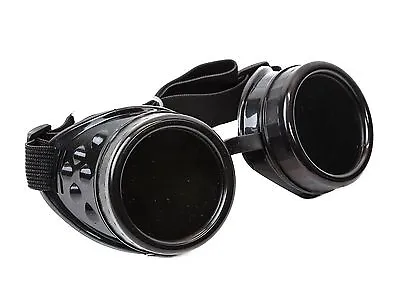 Steampunk Black Plain Goggles Cyber Punk Biker Gothic Rave Cosplay Aviator • $11.99