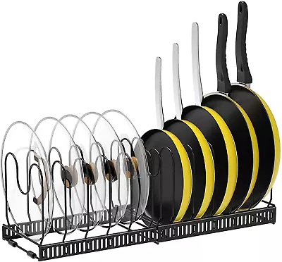 BesChase Pots And Pans Organizer Expandable Pot Rack With 8 Adjustable Dividers • £11.71