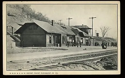 B & O & K & W Depot Point Pleasant West Virginia Railroad Train Postcard • $28.95