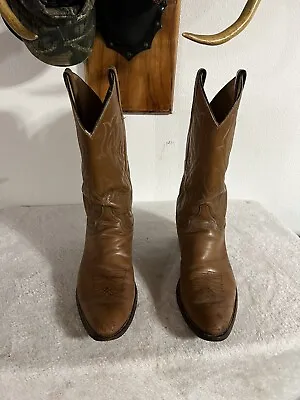 Men's Justin  Leather Round Toe Western Cowboy Boots Size 10 • $50