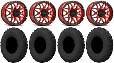 Raceline Krank 14  Wheels Red 30  Gripper R/T Tires Kawasaki Mule Pro FXT • $1451.36