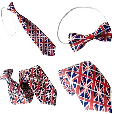British Union Jack Ties Clip On Ties Bow Ties + Elastic Ties Great Britain UK • £9.99