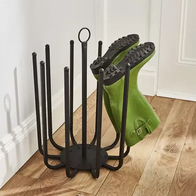 Home Garden 5 Pair Steel Black Powder Boot Rack Welly Holder Stand Storage • £19.99