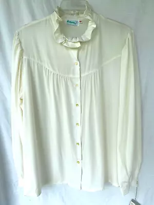 VTG 80's..BETHANY..BIEGE..SECRETARY..BLOUSE..NEW..PLUS 2X 3X 46 • $24.99