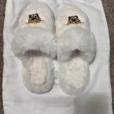 Versace White Medusa Fur Slippers New • $339