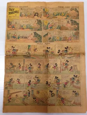 1932 Sunday Comics Walt Disney Mickey Mouse Silly Symphonies Cartoon RARE • $99.99