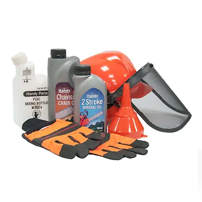 £49.99 • Buy Chainsaw Starter Kit. Helmet, Gloves, Mixing Bottle, Oils & Funnel