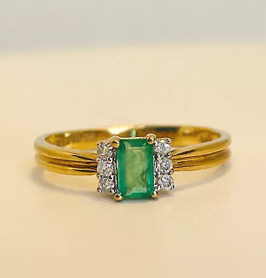 9ct Gold Emerald And Diamond Ring • £225
