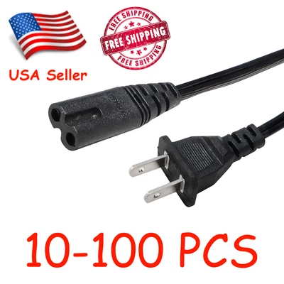 $4.70 • Buy Lot Of 1-100 Standard 6ft 2-Prong AC Power Cord/Cable For PS2 PS3 Slim Laptop