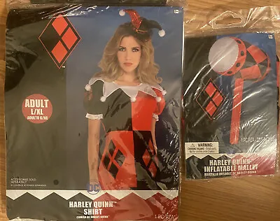 DC Comics Harley Quinn Shirt Halloween Costume Kit Inflatable Mallet Adult L/XL • $30