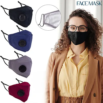 4 Layers Cotton Face Mask With Filter Air Valve Reusable Washable Breathable • £1.85