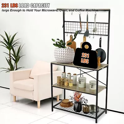 4-Tier Kitchen Bakers Rack Storage Shelf With Cabinet Microwave Oven Stand • $53.54