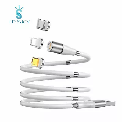 Magnetic 3 In 1 USB Charging Cable - Type C Iphone Micro USB Data+Fast Charge • $6.99