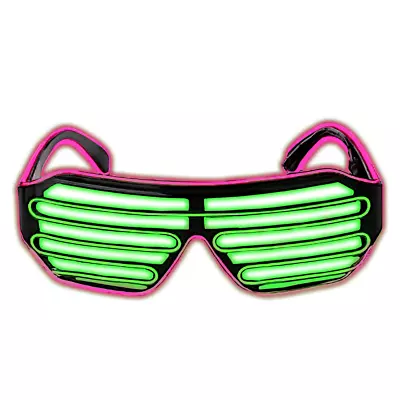 LED Light Up Glow Neon Shutter | Flashing Party Glasses Shades Night Disco Rave • £2.99