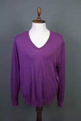 John Smedley Purple V-Neck Knit Jumper Sweater XL • £48