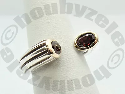 Italian Design Flli Menegatti 925 And 14k Gold Garnet Statement Ring  Sz  7 1/2 • $100