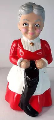 Ceramic Hand Painted Mrs Santa Claus Figurine Holding Stocking Christmas 1970's • $16.99