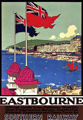 Eastbourne Southern Coastal Scene Railway Train Rail Travel  Poster Print • £8.99