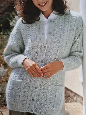 Knitting Pattern Lady's DK Long Cardigan With Pockets 34 - 44   (393) • £1.95