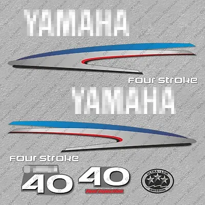 Yamaha 40HP Four Stroke Outboard Engine Decals Sticker Set Reproduction 40 HP • $40.49