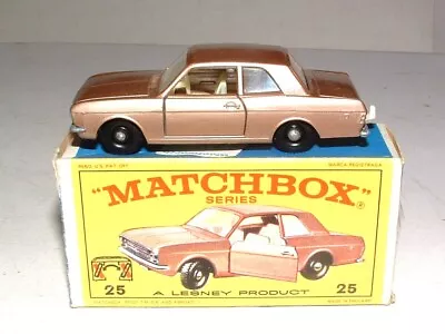 * 1960s MATCHBOX # 25 FORD CORTINA 2 DOOR MINT IN THE BOX ! • $9.99