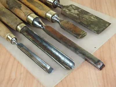 5 Marples Wood Chisels Set Including Turning Gouge Tools Boxwood Handles Vintage • $94.72