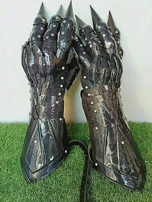 £70.92 • Buy Medieval Black Gauntlet Pair Accents Knight Crusader Steel Gauntlet Gloves Armor