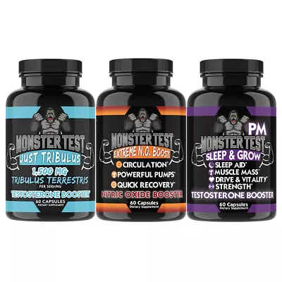 Testosterone Booster Trio Supplement Pills With Nitric Oxide And Tribulus (3PK) • $24.99