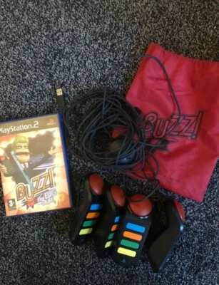 £15 • Buy Buzz! The Big Quiz | Four Controllers / Buzzers | PS2 / PlayStation 2 