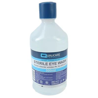 4x SALINE Eye Wash & Wound Bottles Sterile Solution Clean Irrigation Set 500ml • £10