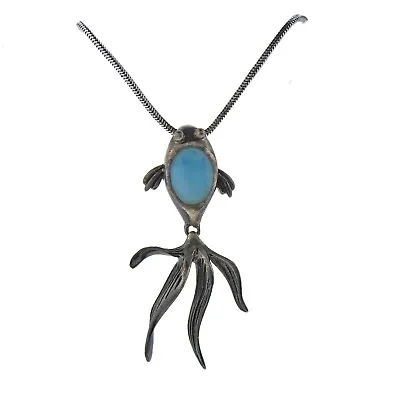 New MarahLago Sterling Silver Larimar Goldfish Pendant Necklace $304 • $110