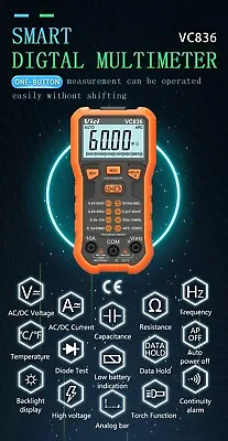 VC836 Digital Multimeter True RMS DMM AV/DV/AC/DC/F/C/R/℃ Tester Meter • $18.04