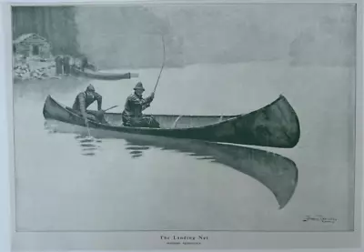 Vintage 1914 Frederic Remington Black & White Western Art Print The Landing Net • $17.99