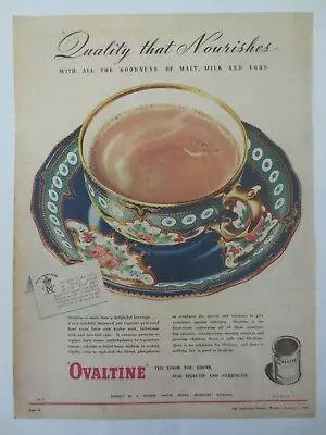 Vintage Australian Advertising 1947 Ad OVALTINE Royal Crown Derby Porcelain Art  • $16.95