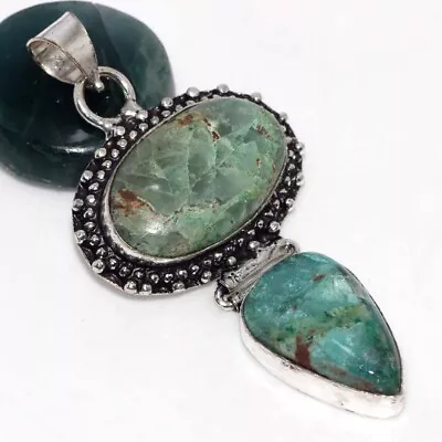 925 Silver Plated-Quantum Quatrro Ethnic Long Gemstone Pendant Jewelry 2.5  JW • $2.99