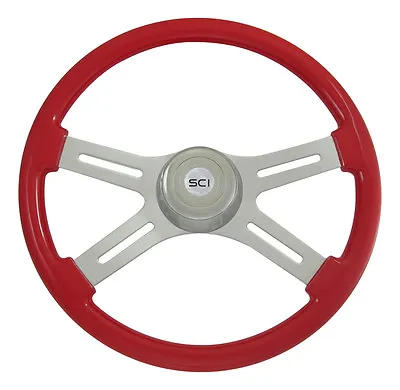 Steering Wheel 4 Spoke Viper Red 18  Wood Rim Mack Freightliner Peterbilt....... • $233.33