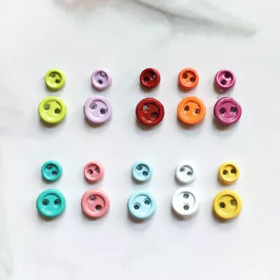 100Pcs Multi-Color 3mm 4mm Mini Alloy Buttons 2-Hole Sew Doll Baby Clothing DIY • $4.63