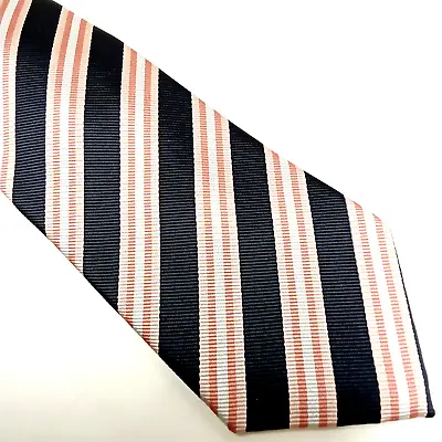 Bill Blass Designer Necktie Navy Blue Pink Stripe 3 X 58 Office Executive Tie. • $10.95