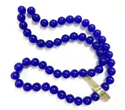 50 VINTAGE GLASS COBALT BLUE 8mm. SMOOTH ROUND BEADS 4580 • $4.49