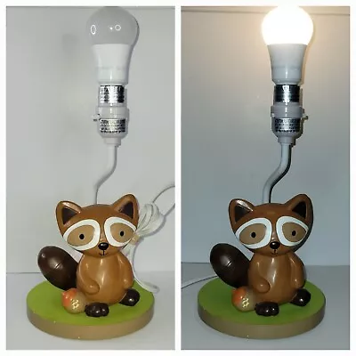 Lambs & Ivy Baby Raccoon Woodland Table Lamp Nursery Children Night Light Lamp • $29.88