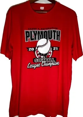 Sport-Tek Parks & Recreation T-Shirt Mens Large Red Plymouth Softball Champs NEW • $9.99