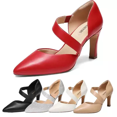 Women Pointed Toe Pump Shoes Stilettos Heel Wedding Dress Slip On Pump Shoes • $27.99