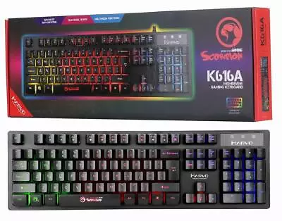 UK Layout Gaming Keyboard 3 Colour LED Backlit USB 2.0 Frameless Multi-Media • £9.79