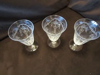 Vintage Fostoria Crystal Set 3 CORSAGE Water Footed Glasses 5.5” 8 Oz. 1930’s • $39