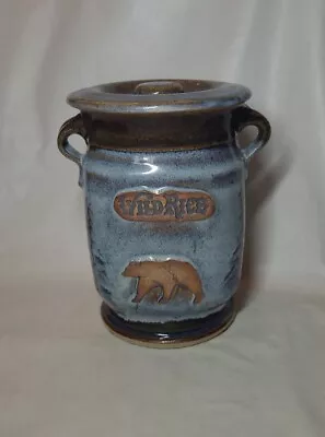 Minnesota Wild Rice Jar By David Karakatsoulis Stoneware W/ Lid Bear Signed (C5) • $48.99